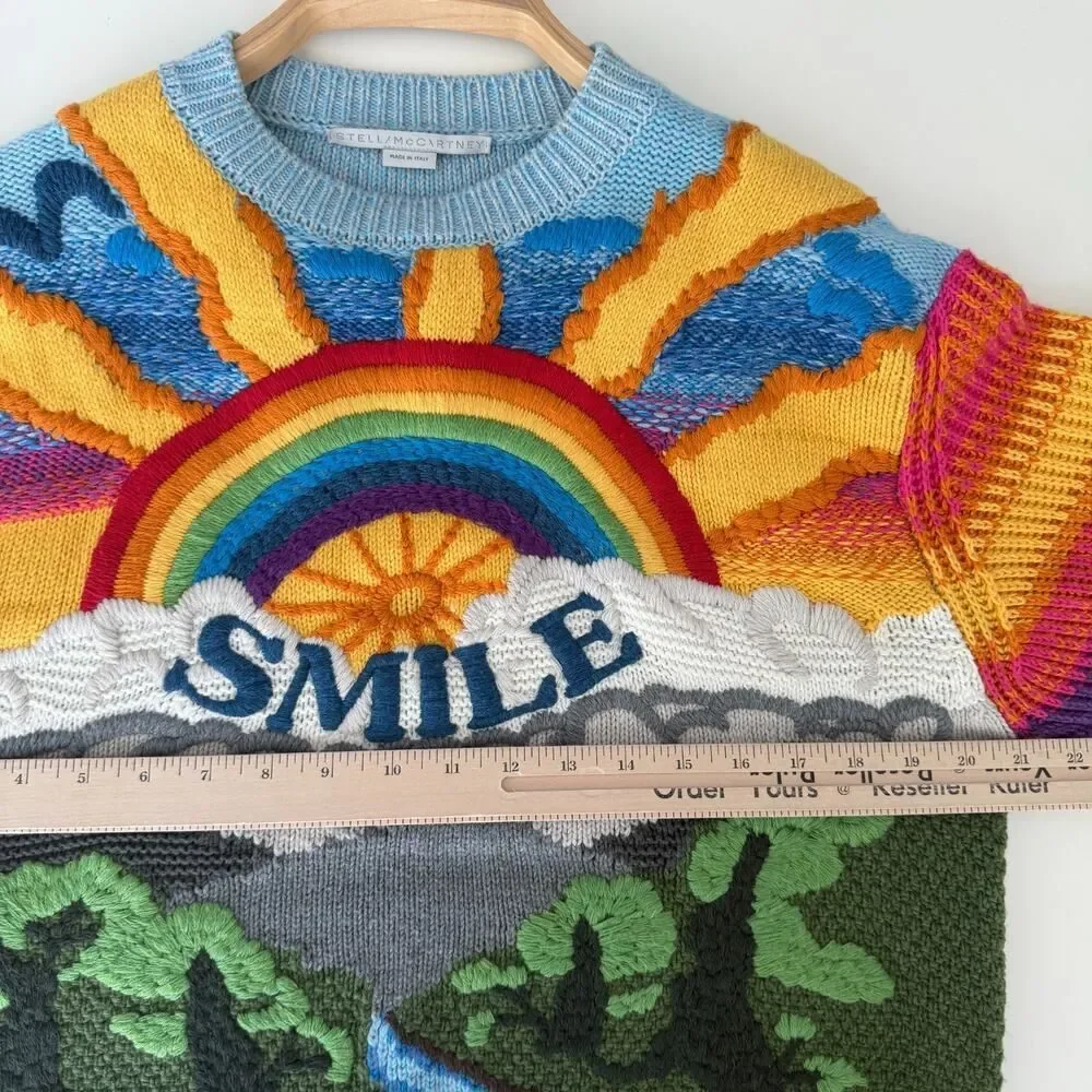 Stella McCartney Sweater Womens 38 Kind Smile Intarsia Jumper Wool Cotton Color - Picture 13 of 16